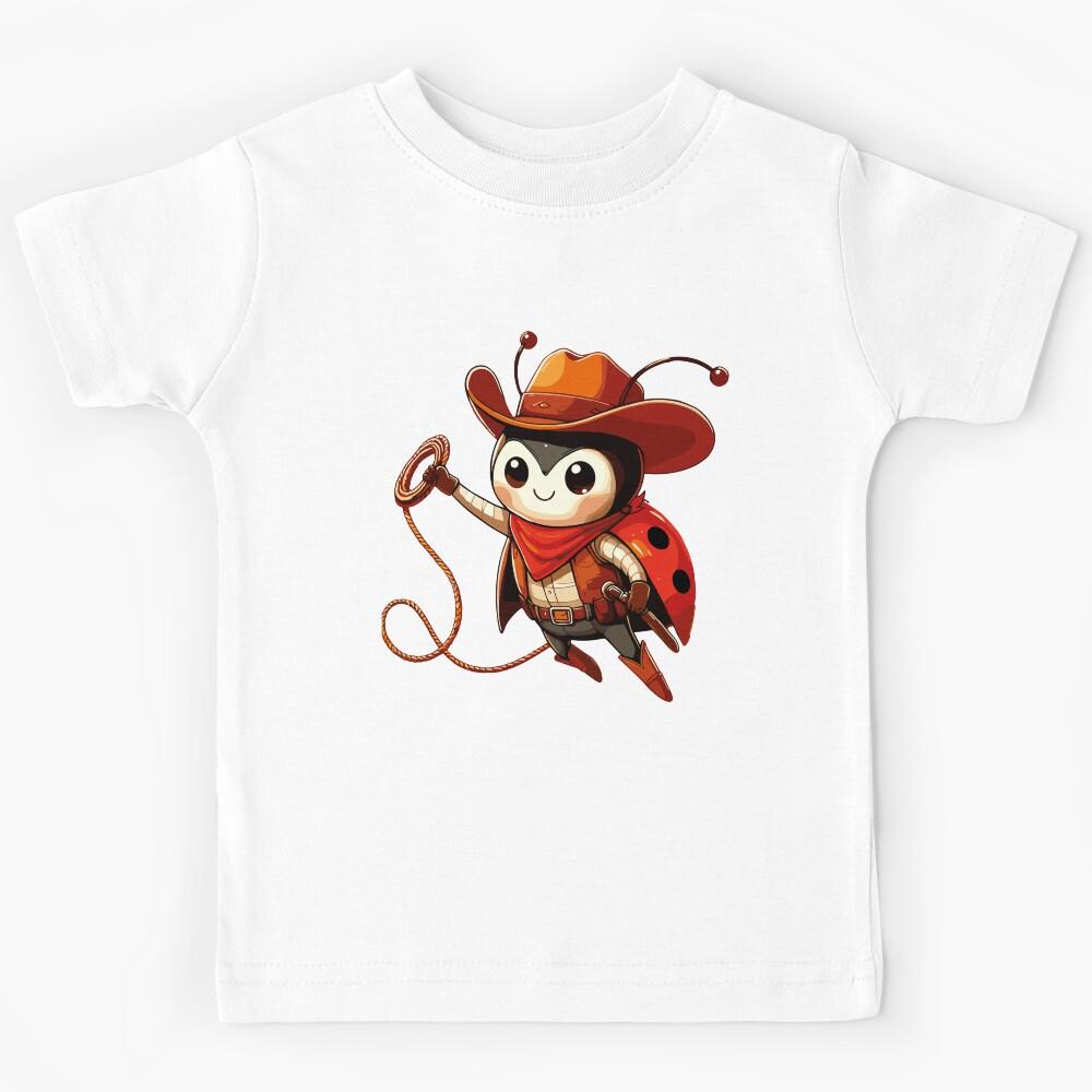 Western Rodeo Cowboy Outfit Hat Ladybug Texas Animals Kids T-Shirt 110