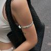 SHIXIN Trendy Geometric Circular Wide Bangle for Women Punk Silver Color Metal Charm Bracelet Arm Bangle Personalized Jewelry