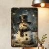 Vintage Snowman Metal Tin Sign Rustic Winter Wall Decor 8x12 Inch