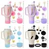 Stanley Water Bottle Accessory Set: Pearl Chain Strap, Begonia Flower Straw Cap, Silicone Sleeve, Pompom Pendant