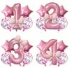 6pcs Happy Birthday Bow Tie Foil Balloons 32inch Pink Number 1-9 Balloons for Kids Girls Birthday Anniversary Party Decora Gift
