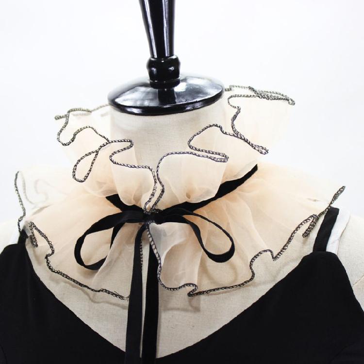 Adjustable Tie Ruffled Collar Organza For Victorian Age Costumes and Cosplay Halloween Accessory Collar