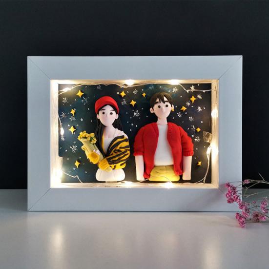DIY Lufttrocknender Ton Set 3D Fotorahmen Basteln für Paare Valentinstag Geburtstagsgeschenk Nicht klebender Modellierton für Kinder Erwachsene