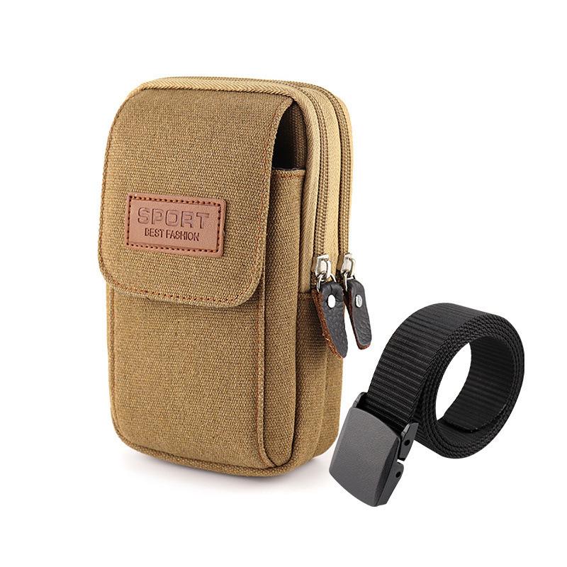 

New Men s 7-Inch Multifunctional Waist Phone Bag for Outdoor and Construction Use Khaki