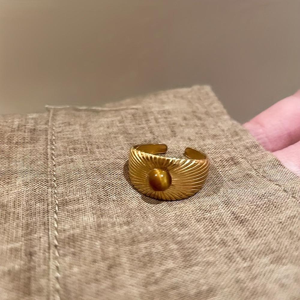 Vintage Maillard Sunflower Open Adjustable Ring Unisex Cool Elliptical Geometry Fashion Jewelry for Women Men