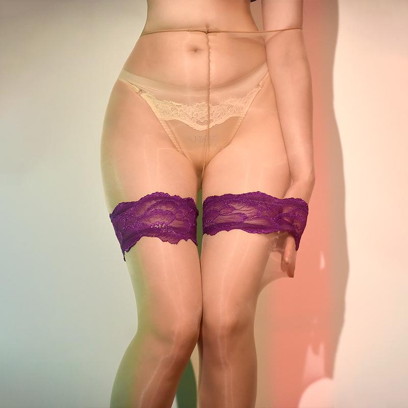 Sexy Women High Waist Oil Glossy Shiny Sockings Thin Sheer See Through Tights Fake Two-Piece Set Maid Shaping Pantyhose