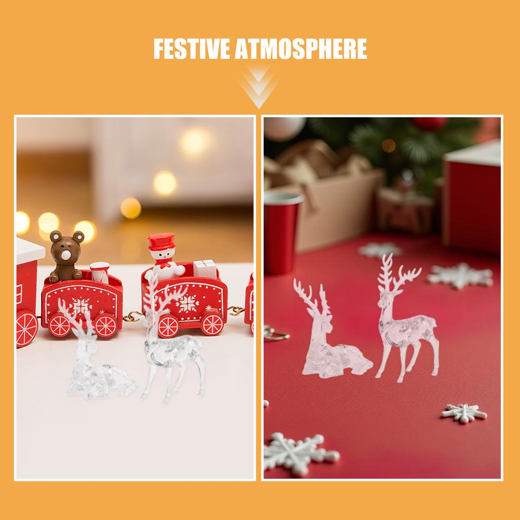 2Pcs Reindeer Christmas Decor Christmas Reindeer Ornament Deer Figurines Sitting Standing Elk Statues Home Tabletop Collectibles
