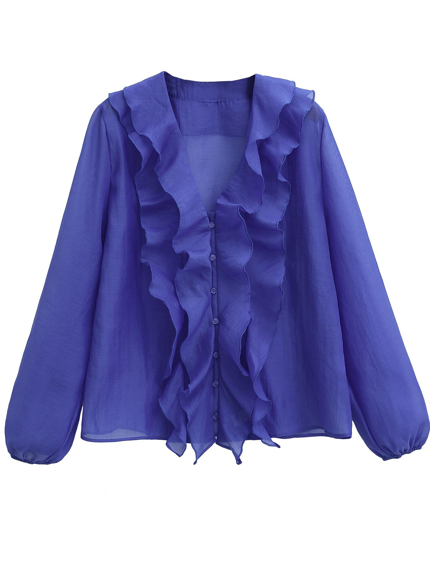Women s summer new European and American style layered decorative casual shirt XS