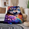 1 kuschelige Flanelldecke mit Wolfsmuster für Sofa, Bett, Reisen, Camping, Wohnzimmer, Büro, Couch, Stuhl