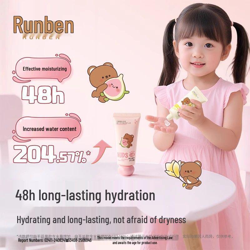 Runben Kids' Moisturizing Hand Cream: Non-Greasy, Anti-Dry, Portable for Spring/Summer.