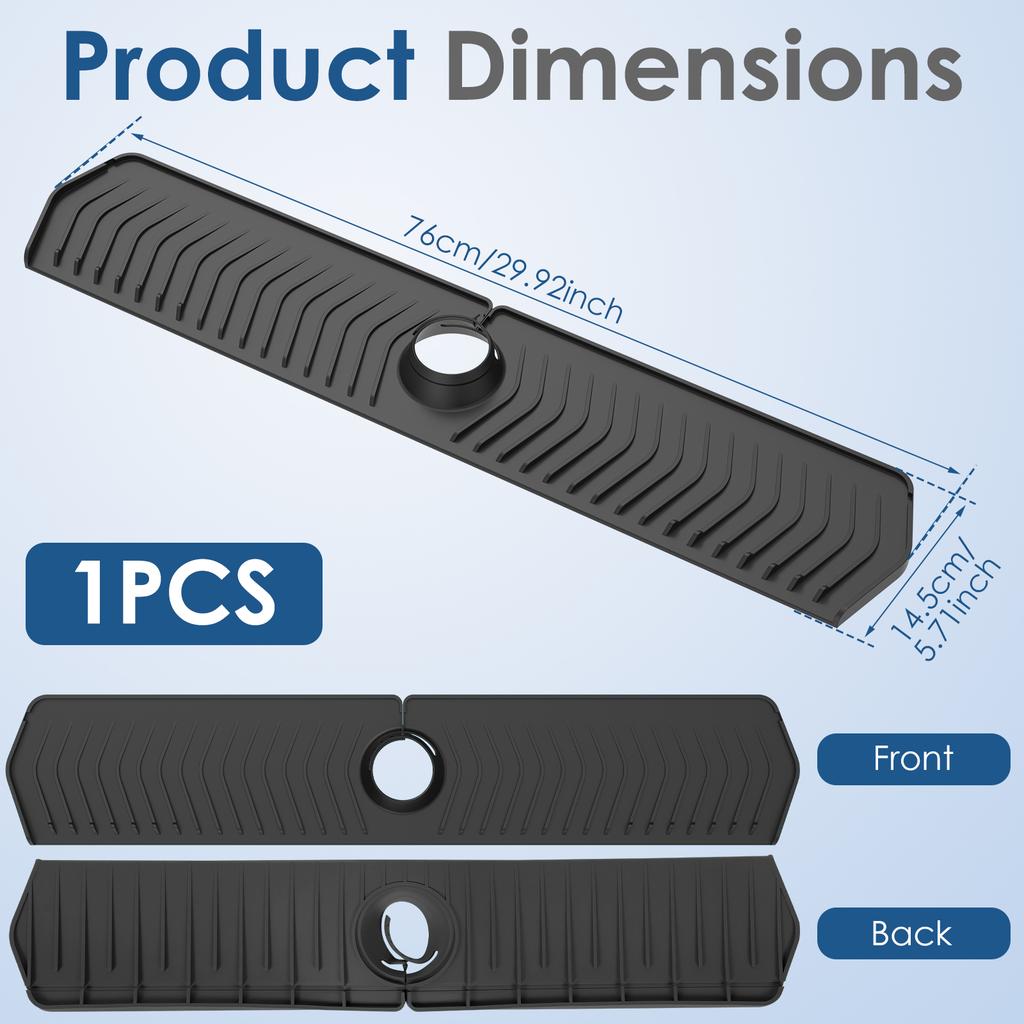 Kitchen Long Silicone Sink Faucet Mat Splash Guard Bathroom Absorbent Sink Splash Pad Countertop Protectors Mat Kitchen Gadgets