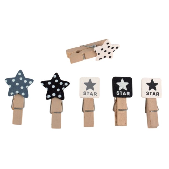 Wooden Star Clothes Pegs 3.5 Cm 12 Pieces
