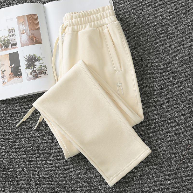 

Зимние прямые светло-серые новинки утолщенные облегающие спортивные штаны Apricot spring and autumn S