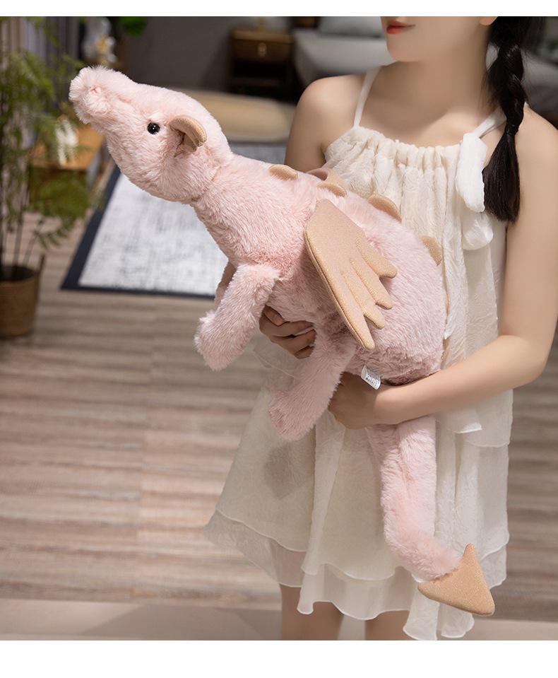 Jelly Sky Blue Rainbow Snow Dragon Plush Toy - Large Leg-Clamping Pillow for Women
