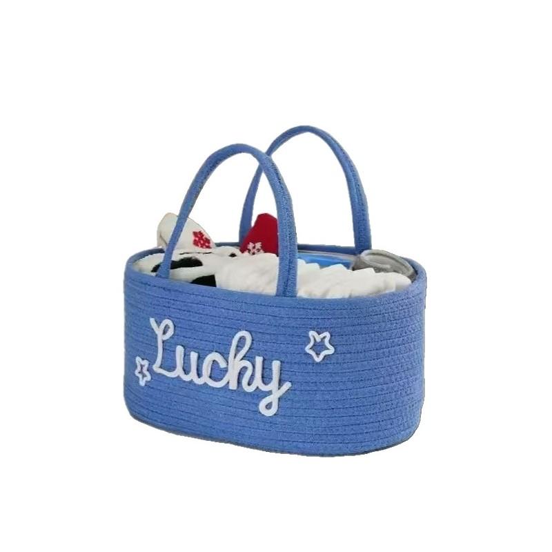 Cotton Rope Woven Storage Basket With Handles For Baby Care And Home Organization