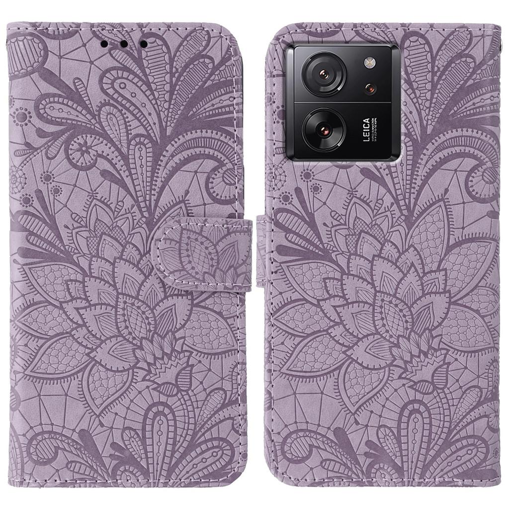 For Xiaomi 13T Pro/13T Case Lace Flowers PU Leather Flip Wallet Phone Cover