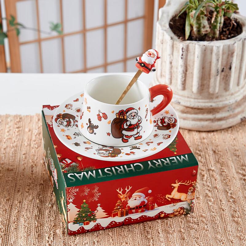 WJ Christmas Santa Ceramic Coffee Mug with Coaster