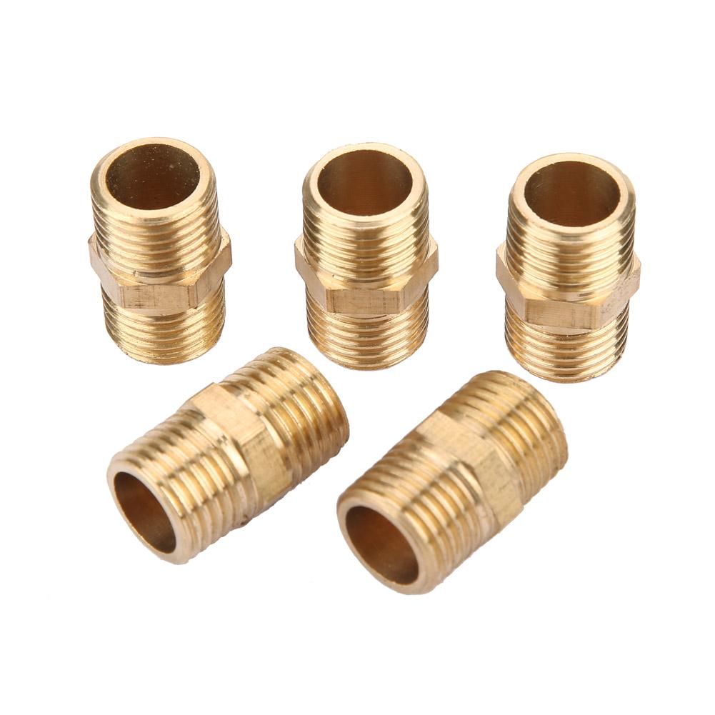 1 2  Brass Pipe Fitting Hex Nipple Water Tube Connecting Accessories (5pcs)