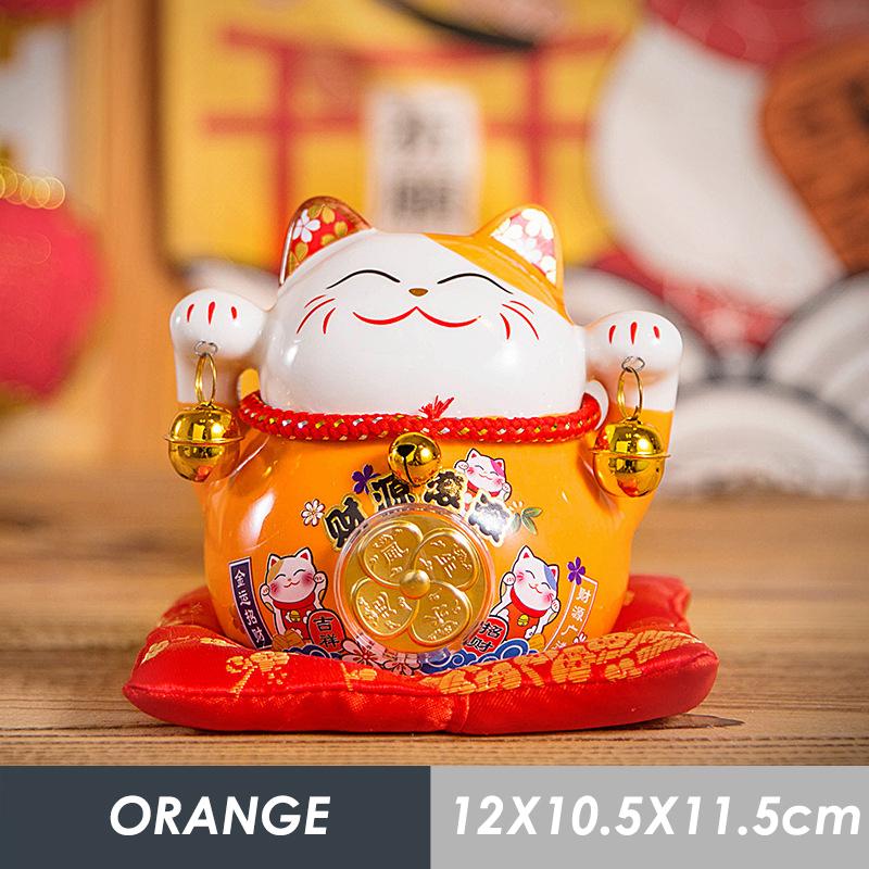 4.5 Inch Ceramic Maneki Neko Lucky Cat Money Box Fortune Colored Cat Golden Circle Home Decoration Gift Feng Shui Figure