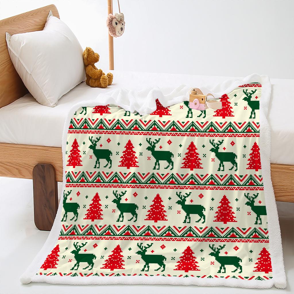 Blanket 2D Digital Printing Christmas Lamb Fleece Crystal Fleece Blanket Blanket