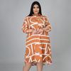 Plus Size Dress Printed Drawstring Waist Shirt Plus Size Dresses for Women