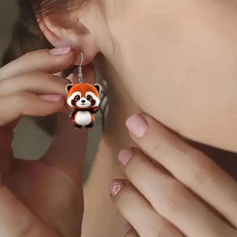 Acryl 2D Flache Ohrringe Cartoon Stil Tierdesign Anhängerohrringe Persönlichkeitszubehör Für Frauen
