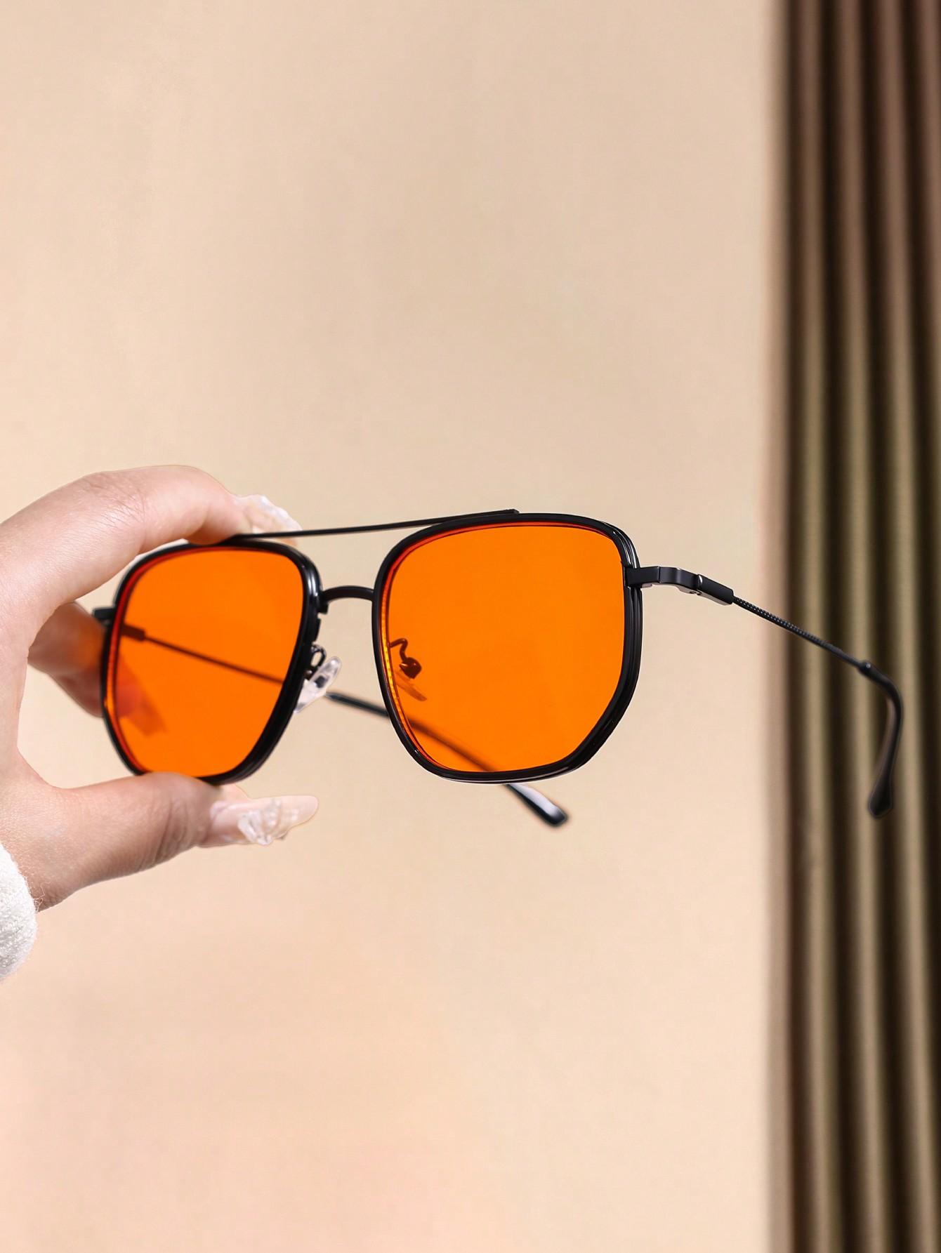 

1 шт. Модные оранжевые женские солнцезащитные очки-пилот в металлической оправе для мужчин, повседневные очки, аксессуары для очков.