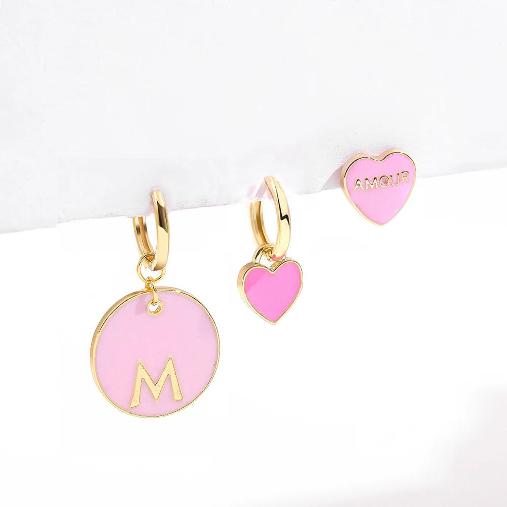 

3pair/set Colorful Hoop Earrings for Women Cute Heart Star Rainbow Geometric Circle Huggie Earring Creative Zircon Party Gift