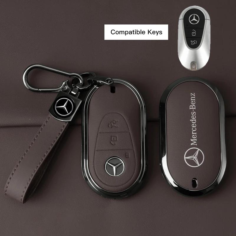 GLC GLB Car Remote Keyshell Cover Zinc Alloy Leather Key Case Accessories For Mercedes Benz AMG W177 W176 X166 X167 C257 C218 X