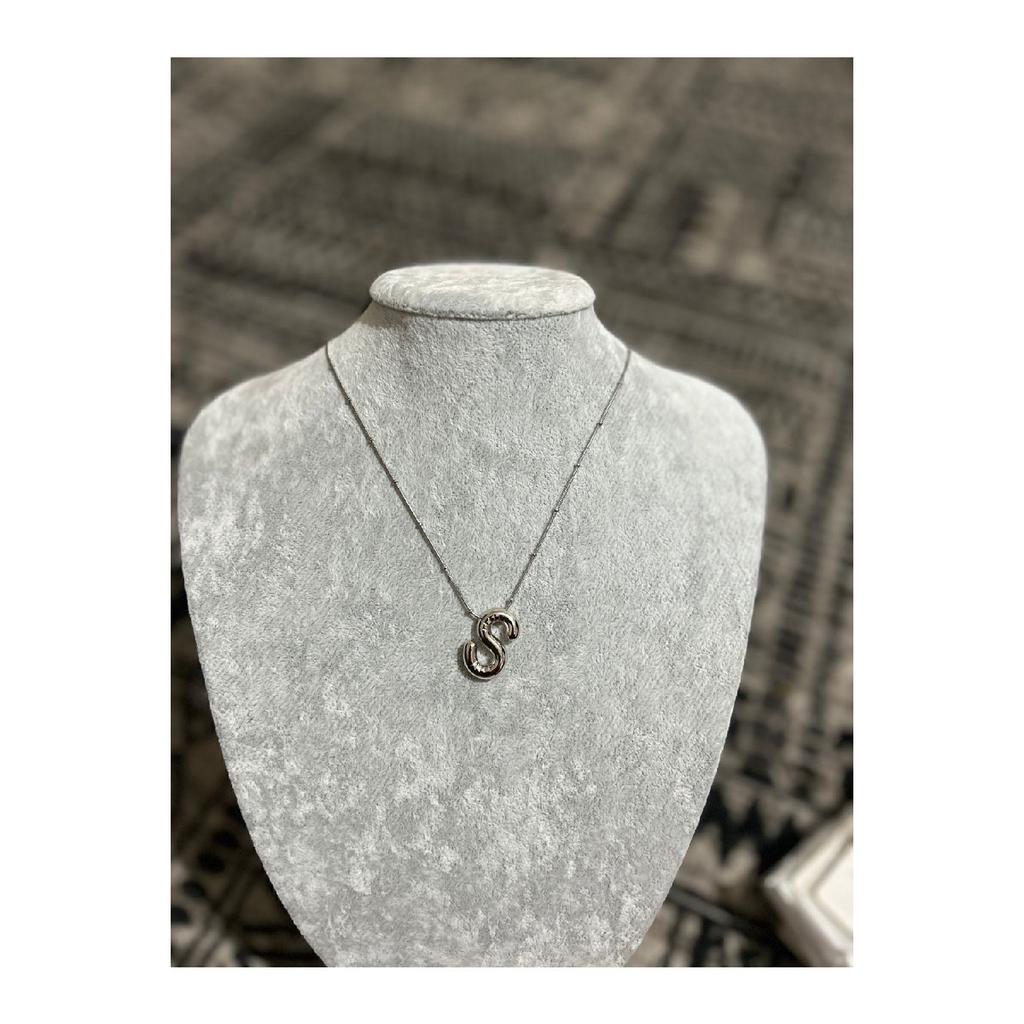 Women's Steel Balloon Letter S Silver Color Necklace