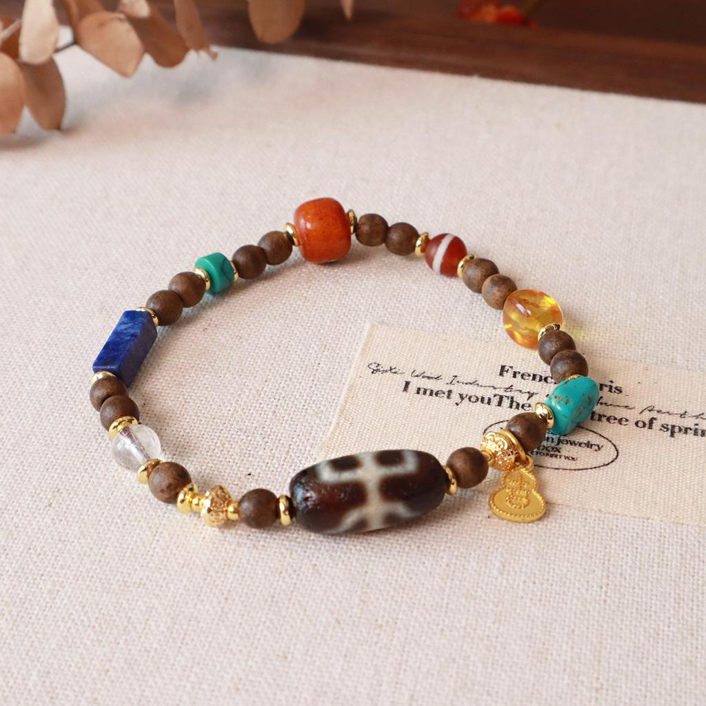 Handcrafted Bead Red Agate Beaded Bracelet With Turquoise Accent,Clear Quartz