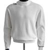 Herren Weißer Gerippter Rollkragenpullover - Herbst/Winter Lazy Style, Gestrickt, Gerade Schulter, Hohe Dehnbarkeit