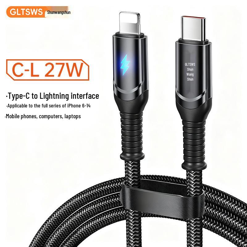 120W Typ-C Schnellladekabel mit intelligenter Farbwechsel-Leuchte – Kompatibel mit Huawei, Honor, Xiaomi, OPPO.