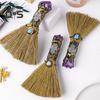 Halloween Faux Amethyst Besen Figurine Handgemachte Healing Stein Gefälschte Kristall Mini Hexe Besen Dekoration Ornament Festival Geschenk