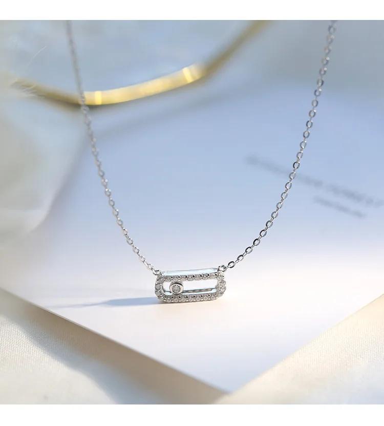 Classic Exquisite Anniversary Necklace Geometric Cubic Zirconia All-match Ladies Pendant Sweater Chain Anniversary Necklace