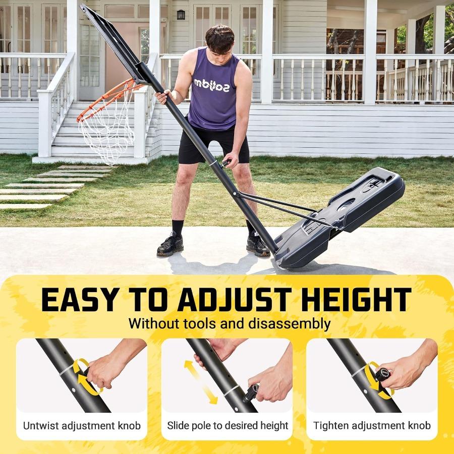 Portable Basketball Hoop Outdoor 3.310FT 5sRapidAdjustable with Shatterproof Backboard 40 44 inch Enlarged Base for and Adults