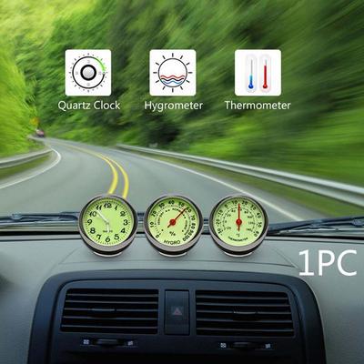 Fluorescent Dashboard Car Quartz Watch Automobile Mechanics Thermometer Hygrometer Car Clock