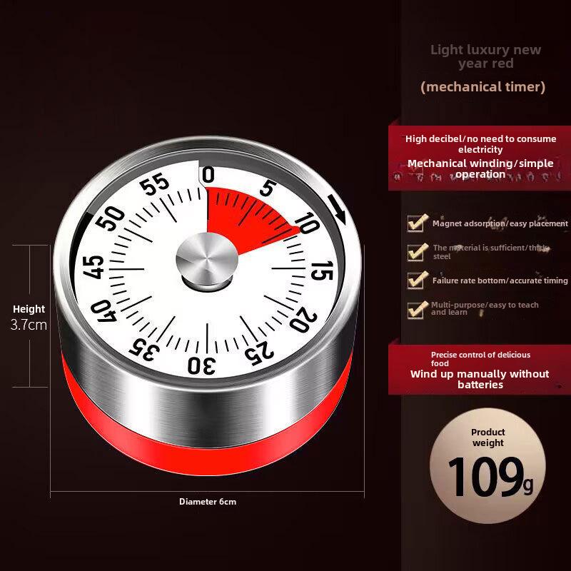 Stainless Steel Magnetic Kitchen Timer with Visual Countdown and Portable Design