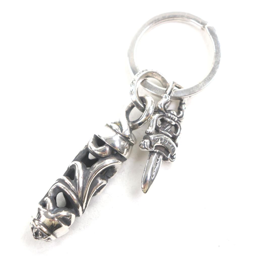 Great CHROME HEARTS key ring ROLLER&No5 DGGR Roller #5 Dagger 925 mens Used