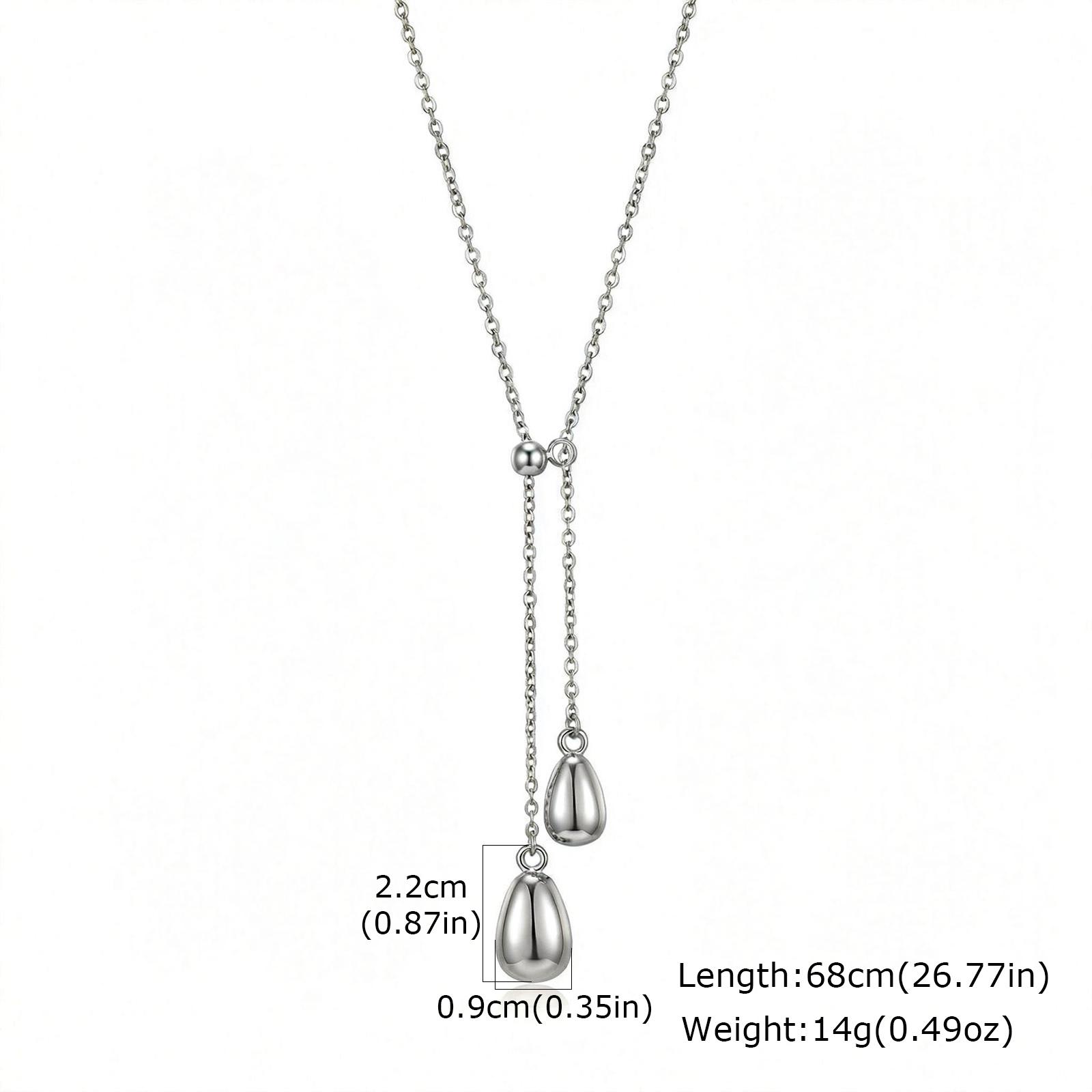 

Water Droplets Pendant, Women s Y-lariat Necklace, Adjustable Slider Long Chain, Trendy Fashion Jewelry Gift