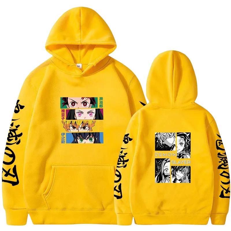 Men's Hoodies Sweatshirts Demon Slayer Anime Hoodie Pullovers Sweatshirts Harajuku Graphic Printed Tops Casual Hip Hop Streetwear