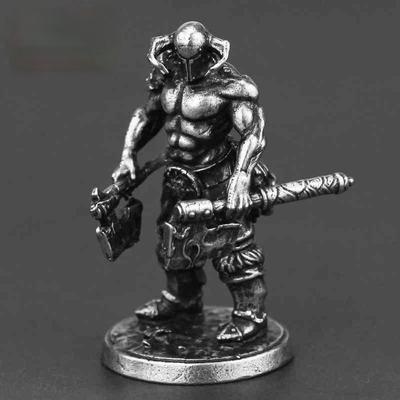 White Copper Metal Solider Miniatures Figurine Vintage Strong Men Warrior Ornament Desktop Decoration Accessories Toy Gift
