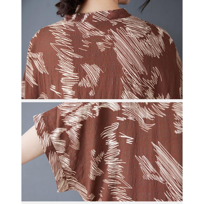 DIMANAF 2025 Sommar Dam Plus Size Klänning Vardagsklänning Strand Lös Vintage Tryck Basic Lång Klänning Maxi