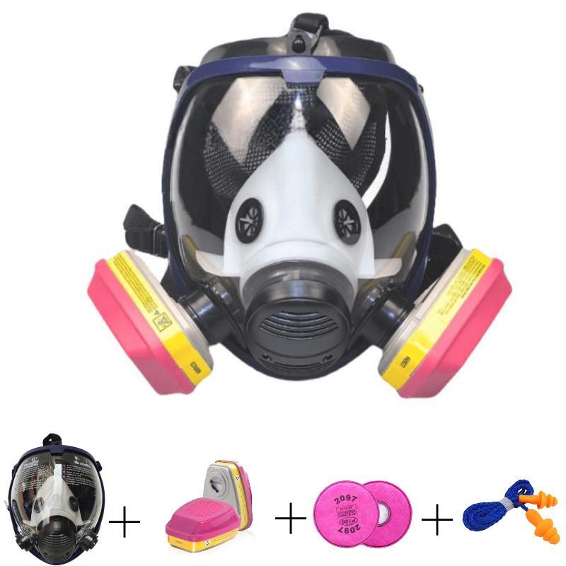 Maschera antigas respiratore integrale, Maschera a gas, adatta per fumo chimica, pittura, tattica - filtro a carboni attivi attivabile cintura di sopravvivenza