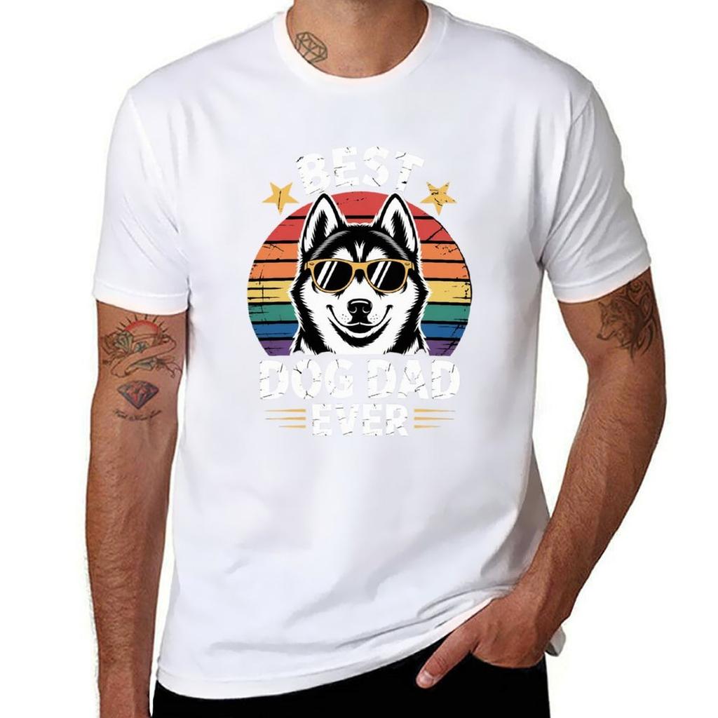 Best Dog Dad Ever Siberian Husky Fathers Day TShirt Summer 2025 Anime Tshirt Graphics Unisex T Shirts