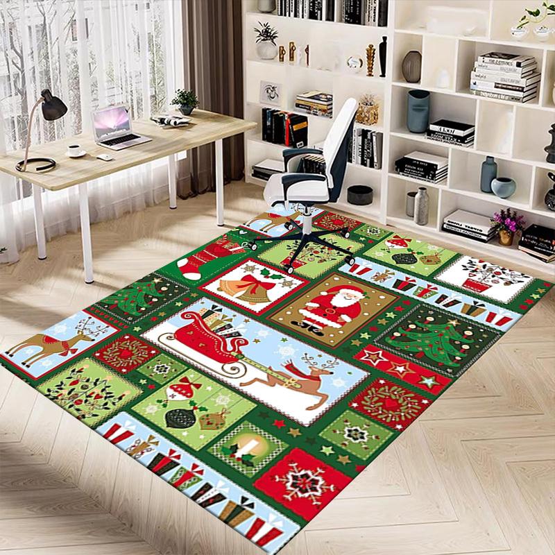 1PC Christmas, Ornaments Extra Large Non Slip Floor Carpet, Office, Family, Bedroom Large Area Rug Indoor Rugs, Vibrant Colors