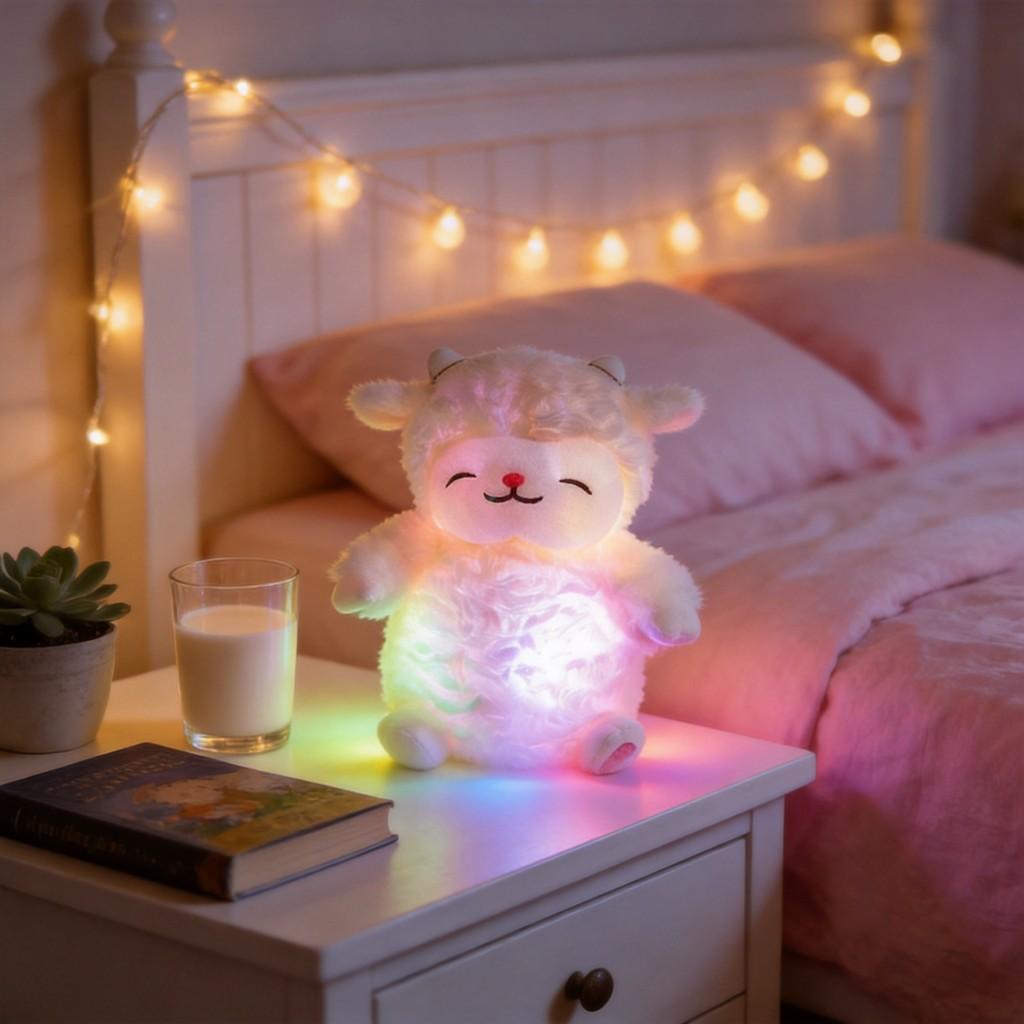Colorful Led Luminous Sheep Plush Toy With Short Pile Fur For Kids And Collectors