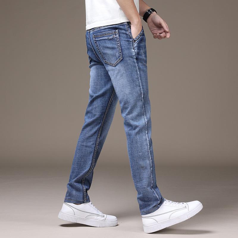 Men's Jeans Men's Spring and Autumn Section of The New Straight Slim Summer Trousers Trend Thin Section Trousers Male