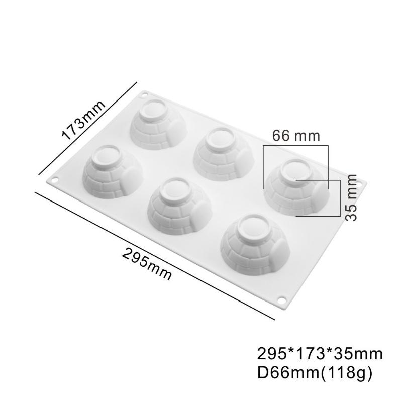 

6 Cavity Igloo Silicone Cake Mold Mousses Ice Cream Mold Cake Pastry Tool Kitchen 6 consecutive snow house models, mousse models белый