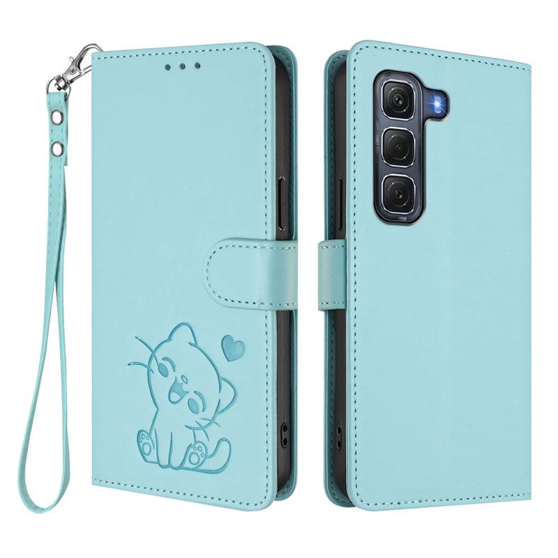 Applicable INFINIX HOT 60 PRO+Phone case with heart-shaped cat design, solid color, cute protective cover